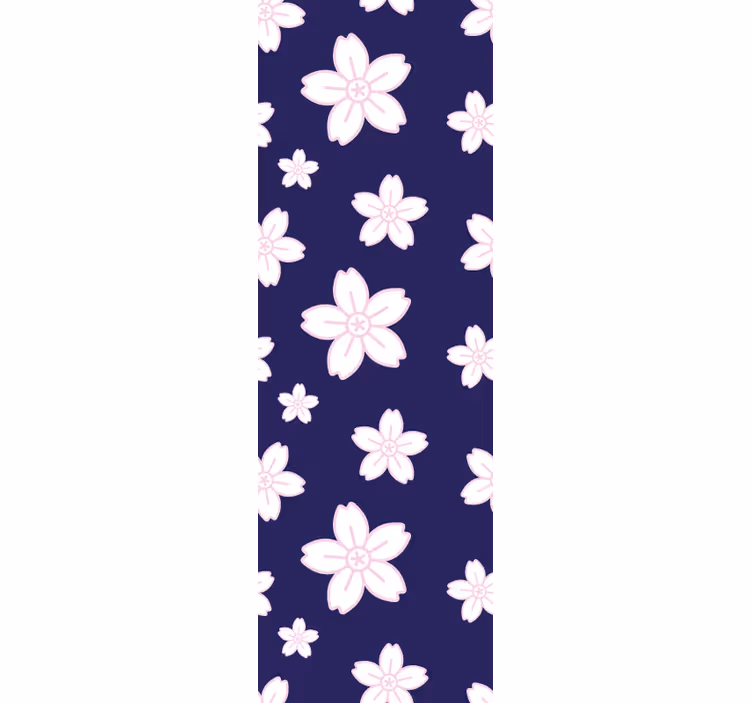 寝室 壁紙 ヴィンテージ梅の花模様青い背景 - TENSTICKERS