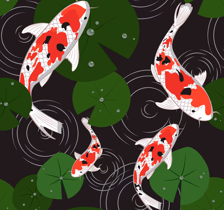 魚壁紙 鯉のいる池の風景 - TENSTICKERS