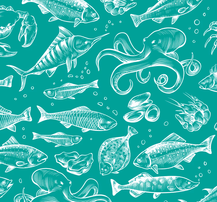 魚壁紙海洋生物パターン - TENSTICKERS