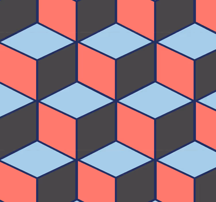 幾何学的壁紙立体的な錯覚 - TENSTICKERS
