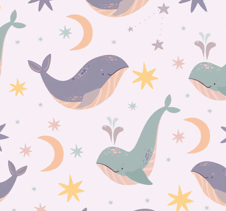 動物 壁紙 気まぐれなクジラの模様 - TENSTICKERS
