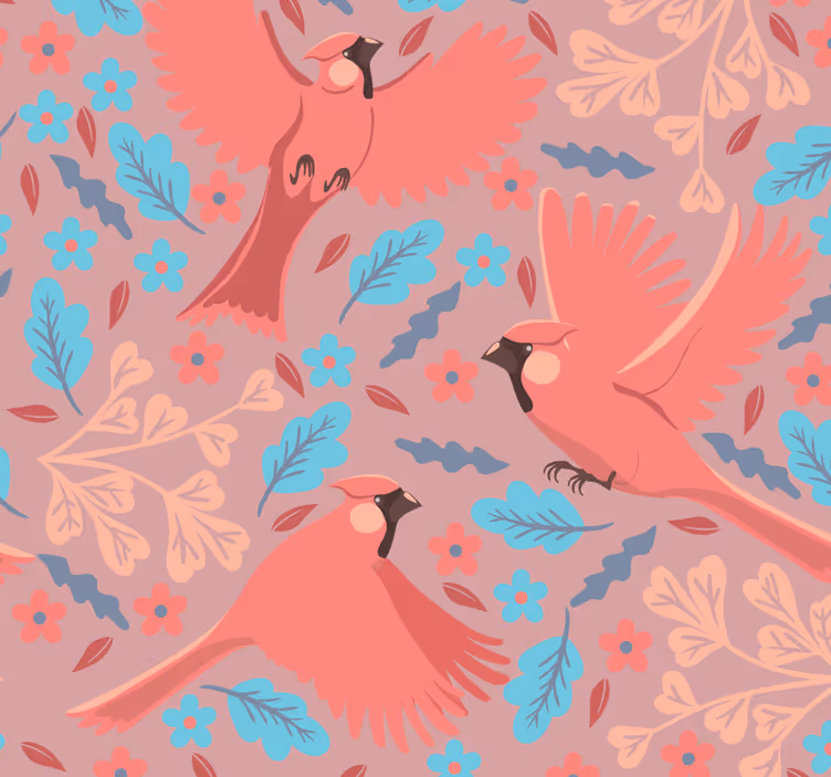 木の壁紙の鳥と赤面背景 - TENSTICKERS