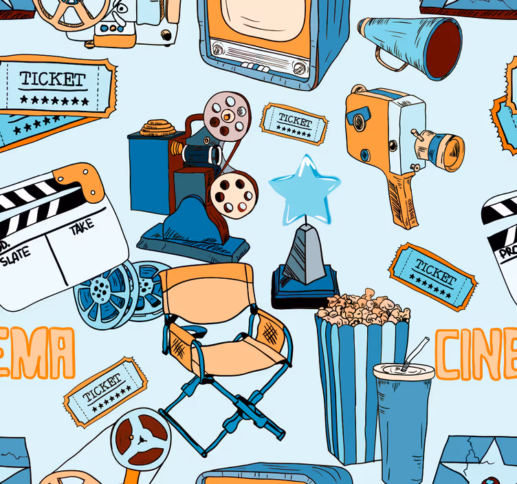 映画の夜のリビングルームの壁紙 - TENSTICKERS