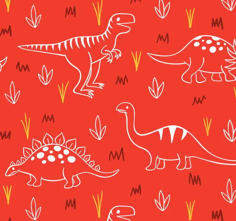 赤い動物の壁紙に描かれた恐竜 - TENSTICKERS
