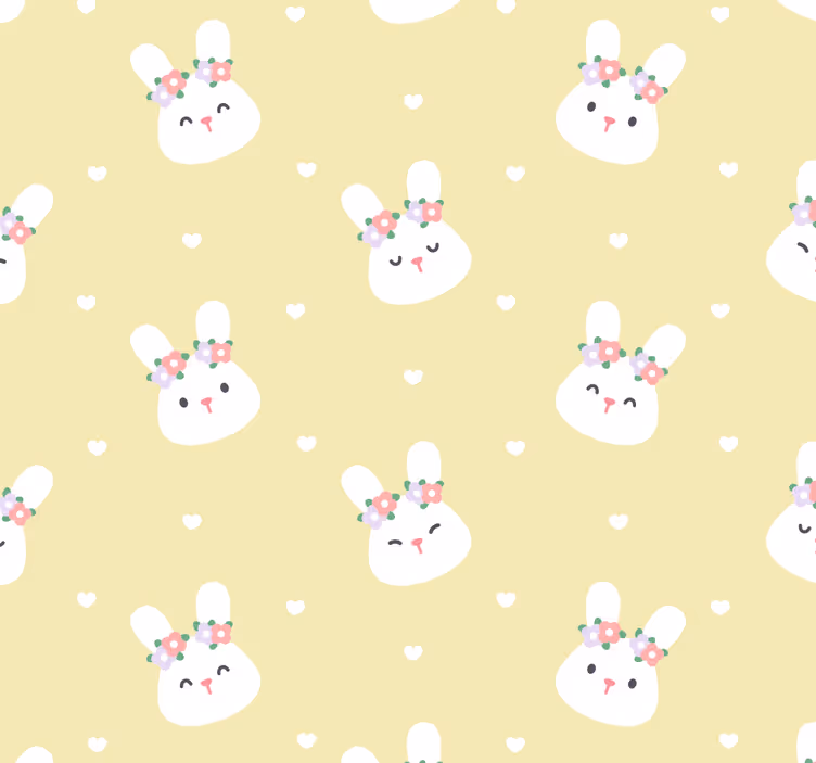 黄色い動物の壁紙にかわいいウサギ - TENSTICKERS