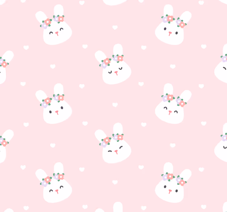 ピンクの動物の壁紙にかわいいウサギ - TENSTICKERS