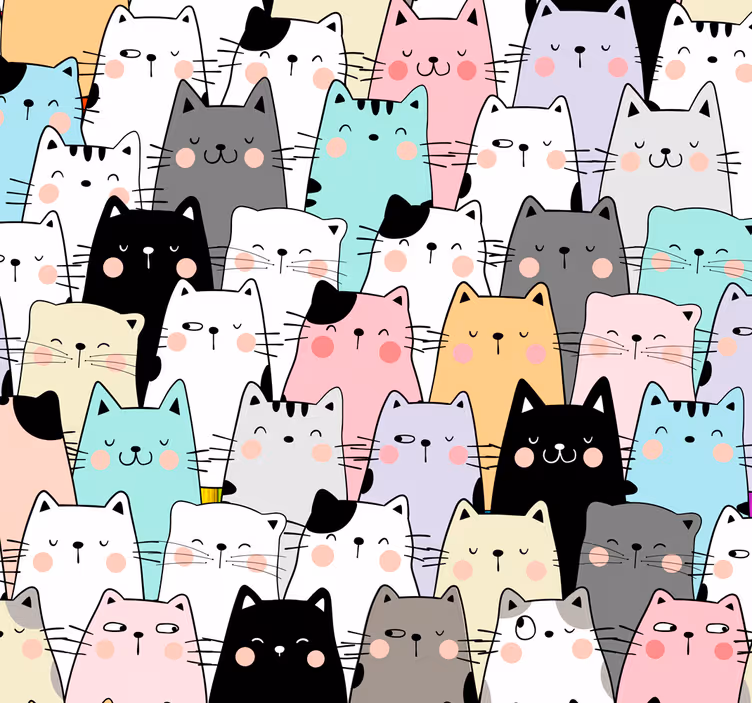 猫動物ビニール壁紙 - TENSTICKERS