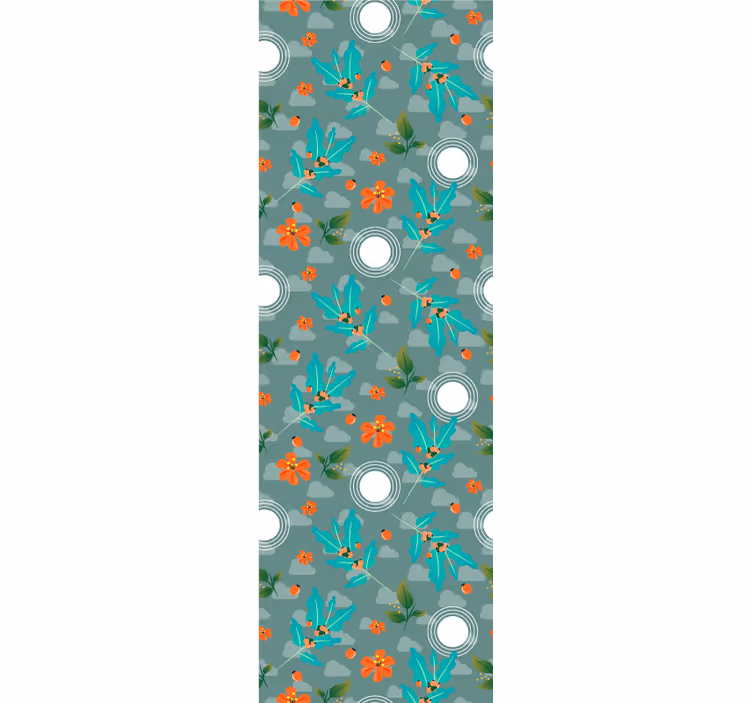 ダイニングルームの壁紙 花柄 幾何学模様 - TENSTICKERS