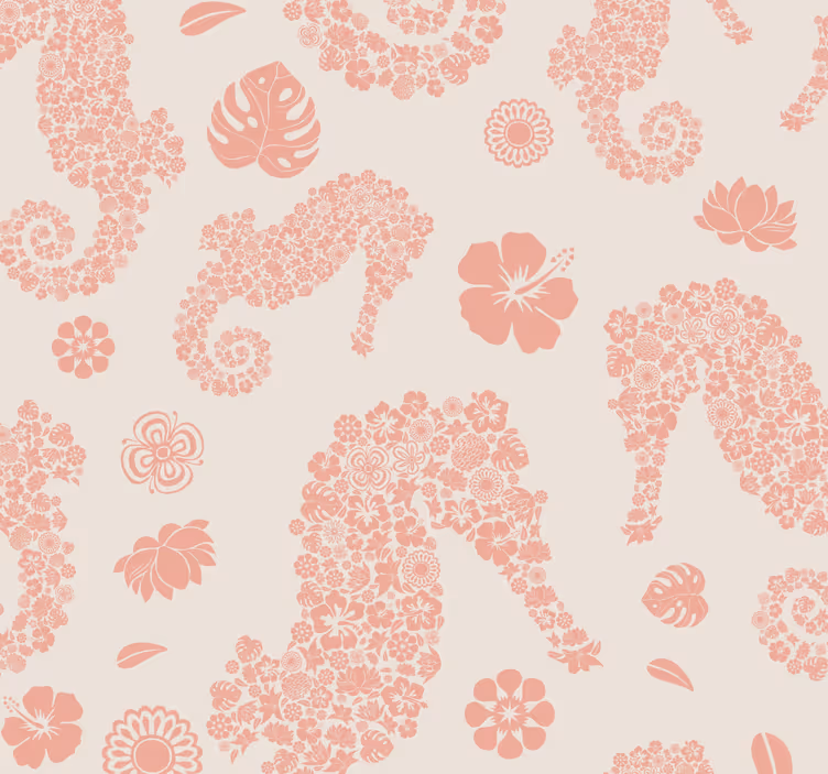 動物 壁紙 タツノオトシゴの花柄 - TENSTICKERS