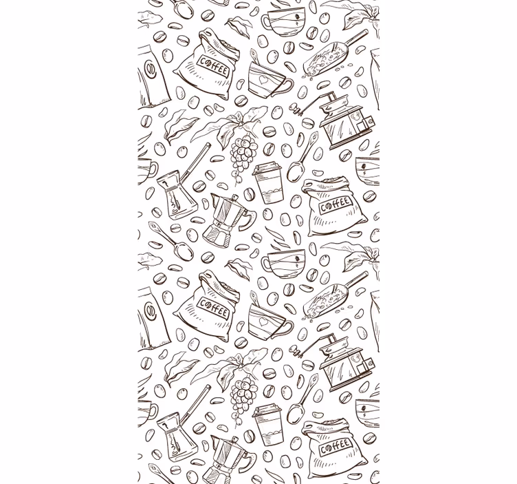 キッチン 壁紙 コーヒーモチーフのアンサンブル - TENSTICKERS