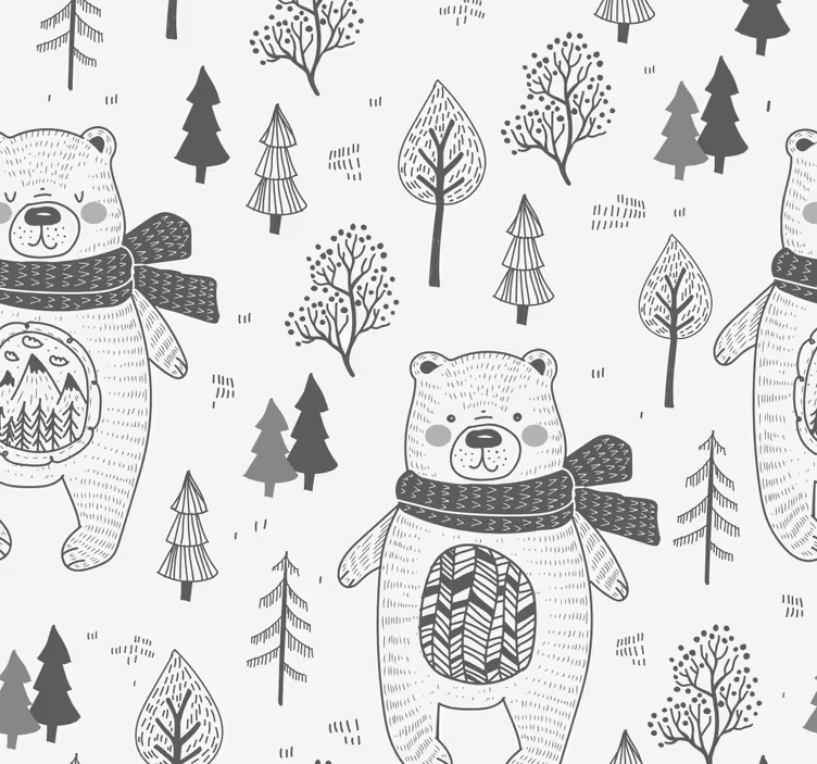 動物 壁紙 森のクマのモチーフ - TENSTICKERS