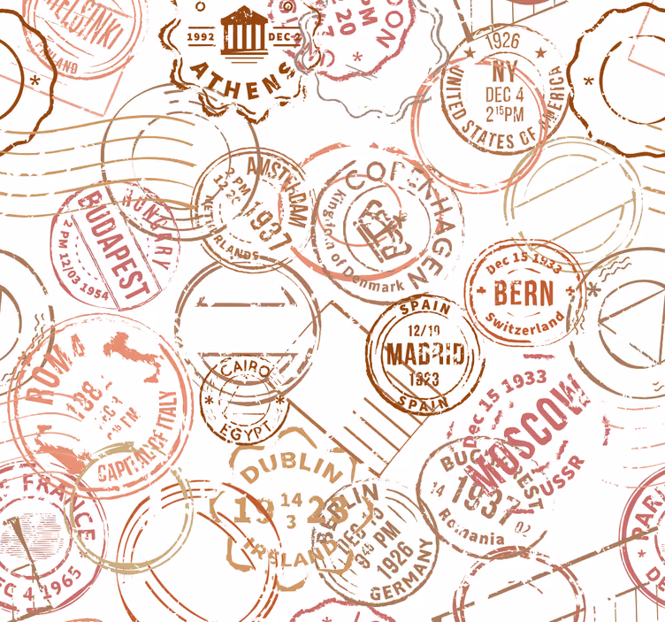 風景 壁紙 スタンプされたパスポートのモチーフ - TENSTICKERS