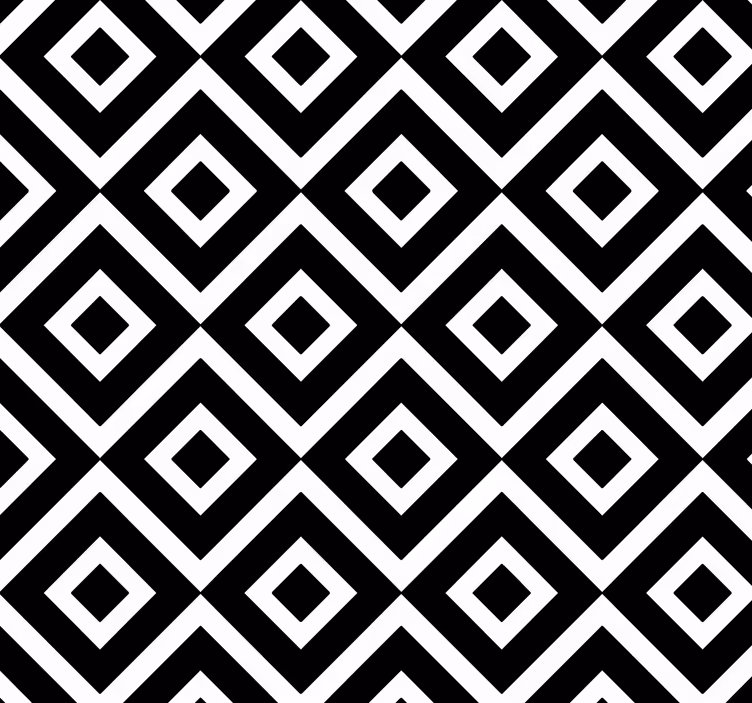黒と白の幾何学的な正方形の壁紙 - TENSTICKERS
