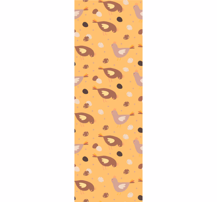 オレンジ色のひよこパターンの寝室の壁紙 - TENSTICKERS
