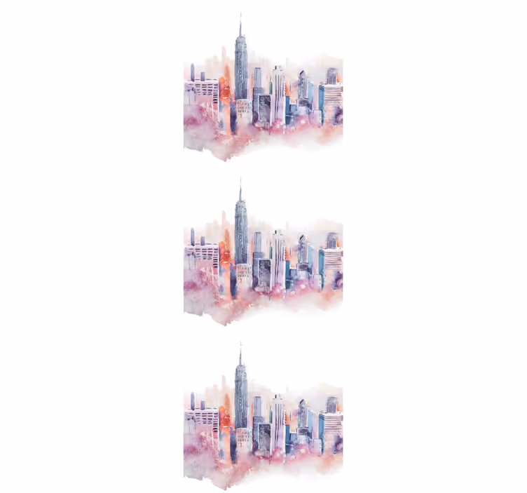 風景 壁紙 都会の水彩画 - TENSTICKERS