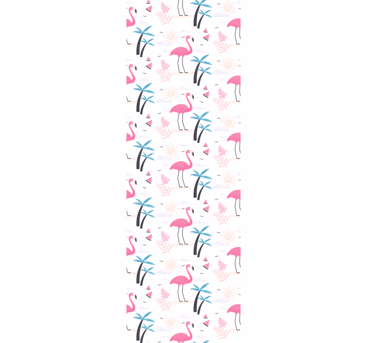 鳥 ウォールペーパー フラミンゴトロピカルシーン - TENSTICKERS