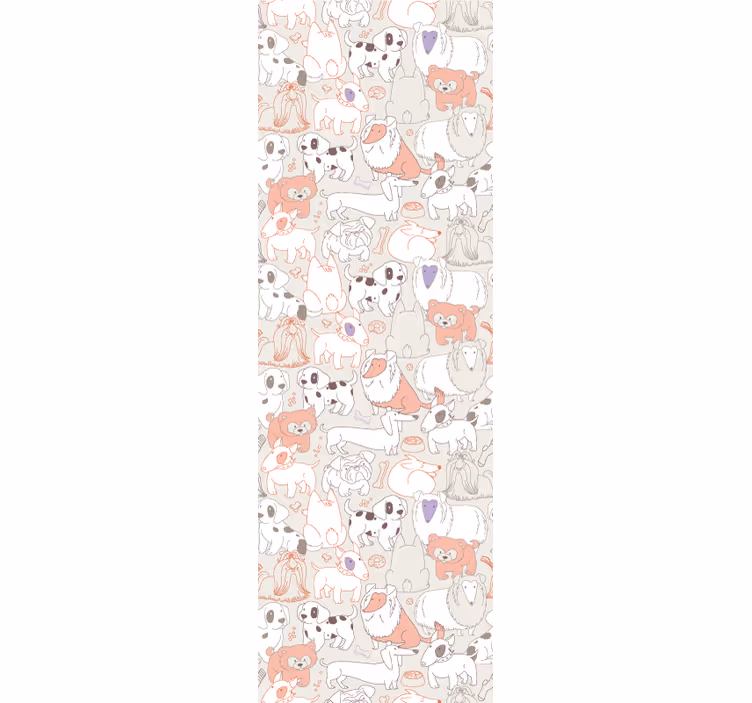 動物 壁紙 遊び心のある子犬の壁画 - TENSTICKERS