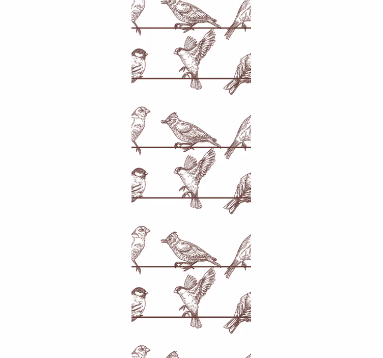 鳥 ウォールペーパー 止まり木模様 - TENSTICKERS
