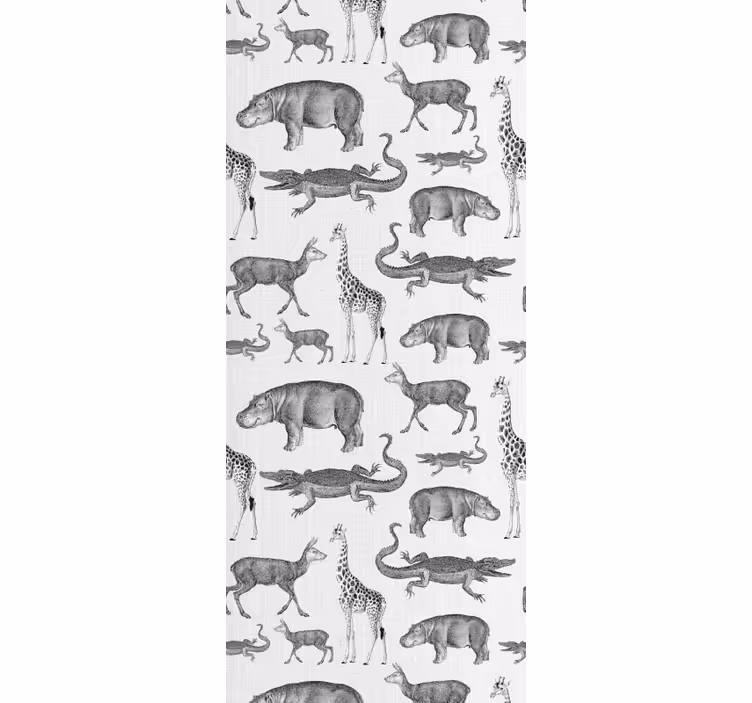 動物 壁紙 トロピカルグレー模様 - TENSTICKERS