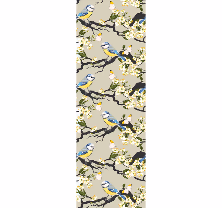 鳥 ウォールペーパー ブルー・チットの枝 - TENSTICKERS