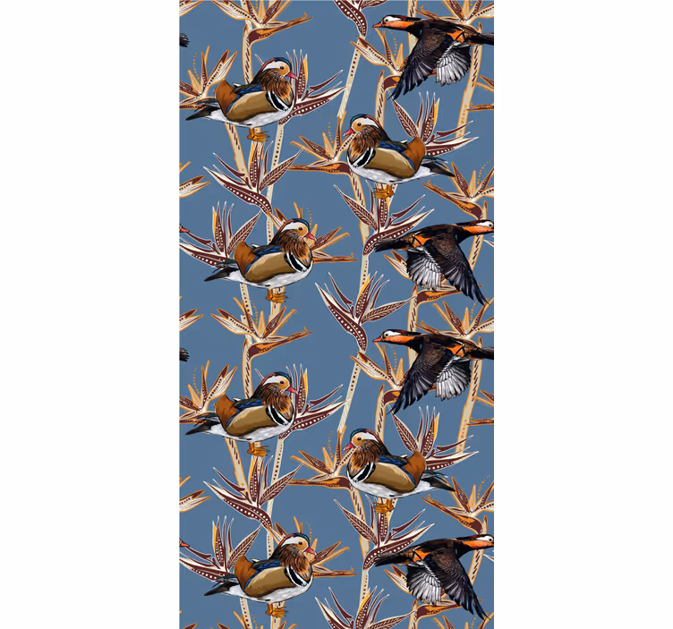 鳥 ウォールペーパー カラフルな枝のモチーフ - TENSTICKERS