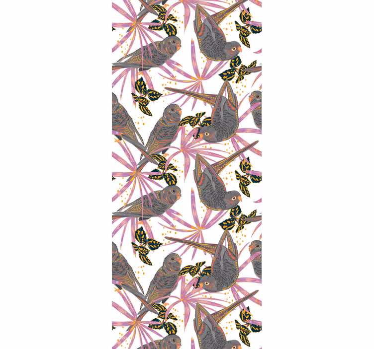 鳥 ウォールペーパー カラフルな葉 - TENSTICKERS