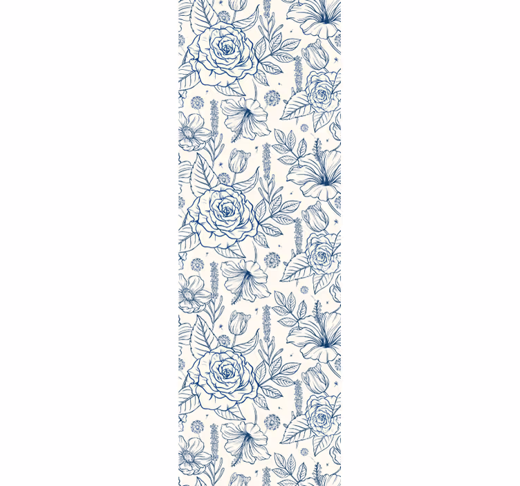 デルフト ブルーの花の花の壁紙 - TENSTICKERS
