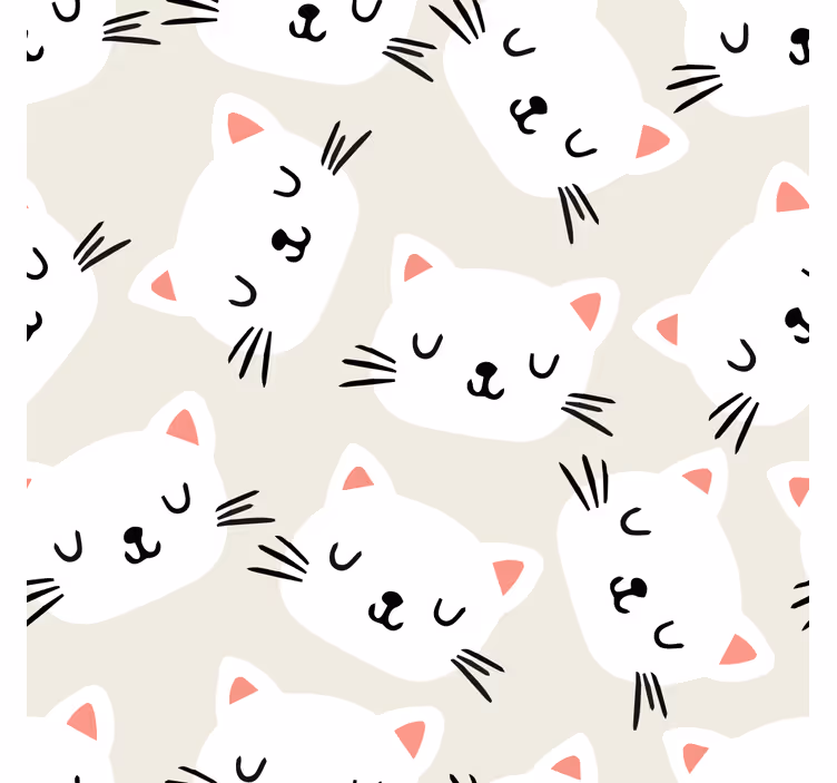 子供の寝室の壁紙 白猫の顔描き - TENSTICKERS