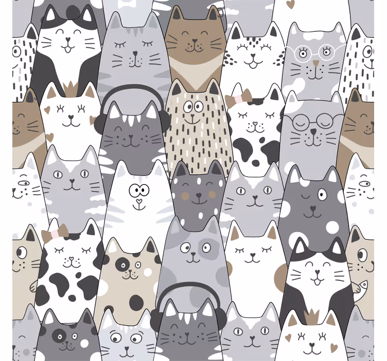 子供の寝室の壁紙 漫画の猫 - TENSTICKERS
