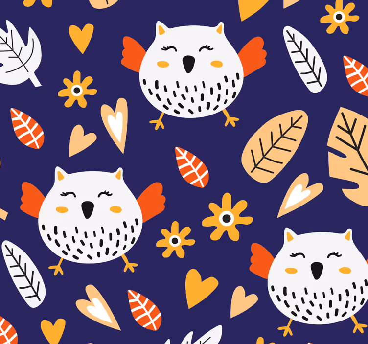 鳥 ウォールペーパー フクロウの自然模様 - TENSTICKERS