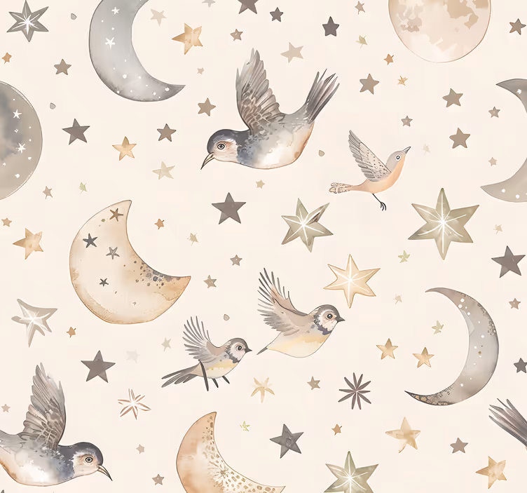 保育園の壁紙 ベージュの夜空 - TENSTICKERS
