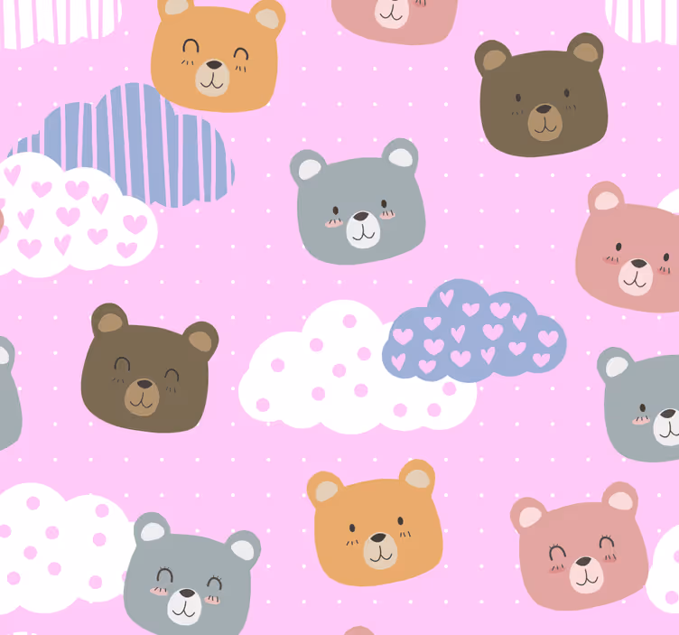 保育園の壁紙 かわいいクマの模様 - TENSTICKERS