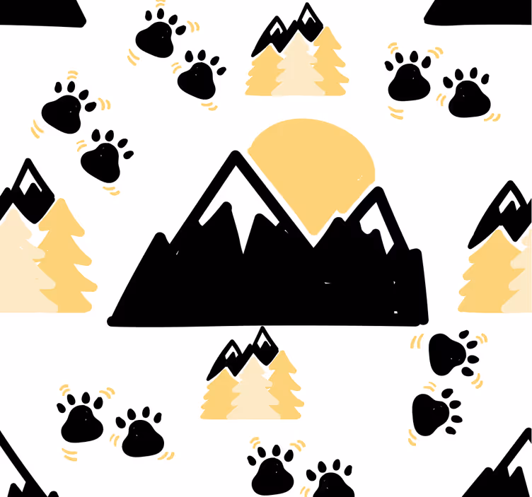 保育園の壁紙 山と犬の足跡 - TENSTICKERS