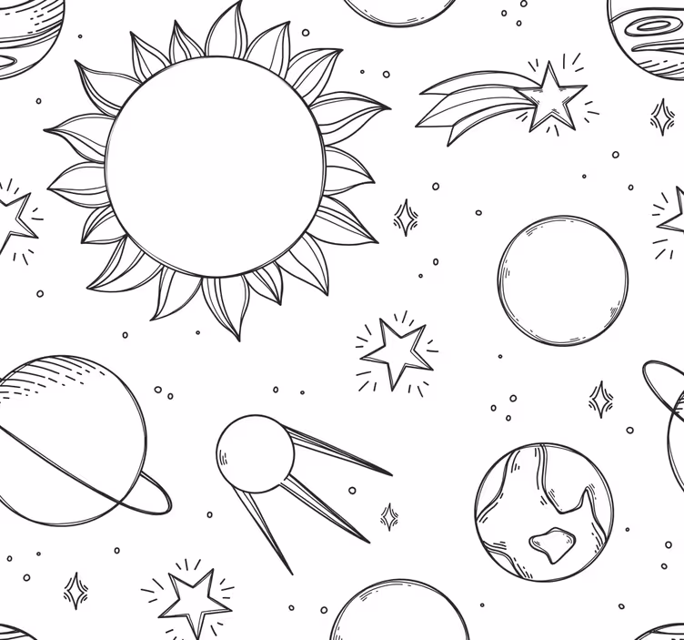 子供の寝室の壁紙スペースドゥードゥル - TENSTICKERS