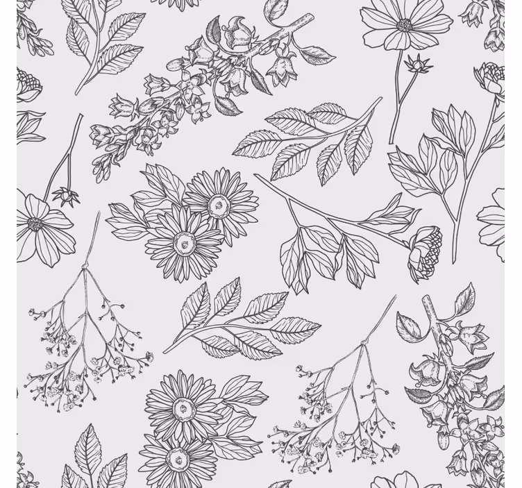 廊下の壁紙 ベージュの花柄 - TENSTICKERS