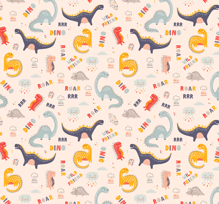 名前の子供の壁紙とカラフルな恐竜 - TENSTICKERS