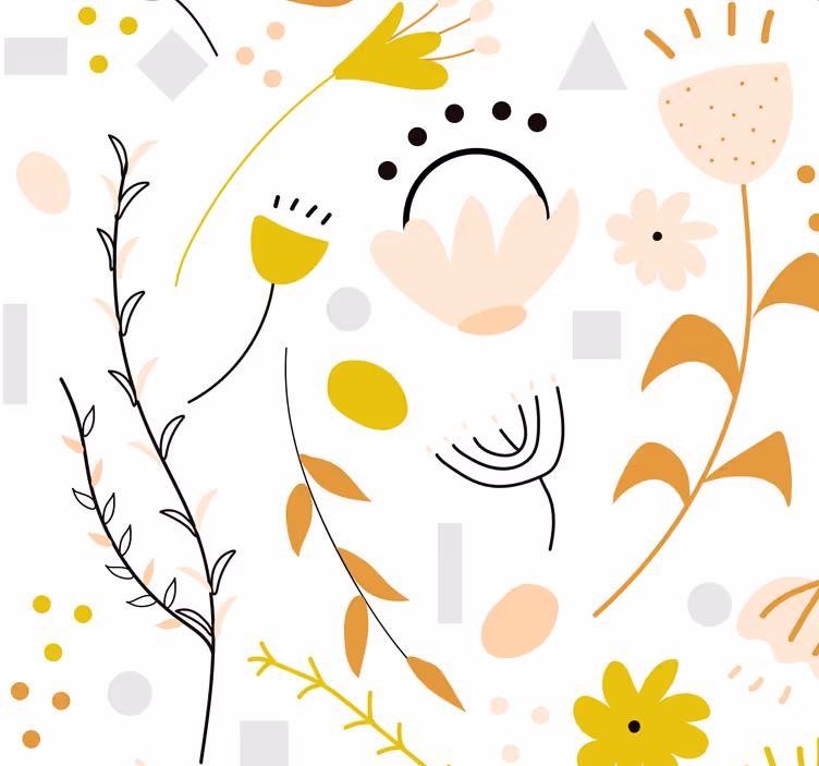 手描きの花とドットの花の壁紙 - TENSTICKERS