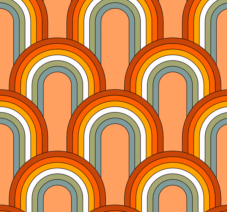70年代のパターンの古典的な壁紙のような虹 - TENSTICKERS