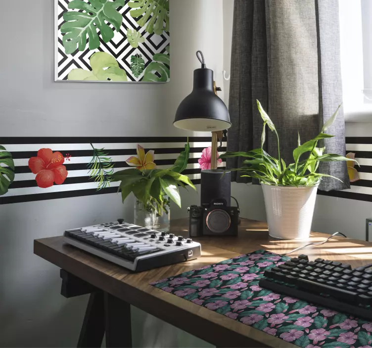 大きな熱帯の花フローラルマウスパッド - TENSTICKERS