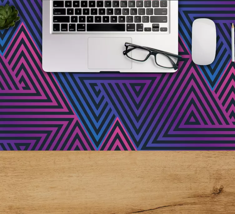 70年代の青と紫の三角形のマウスパッド - TENSTICKERS
