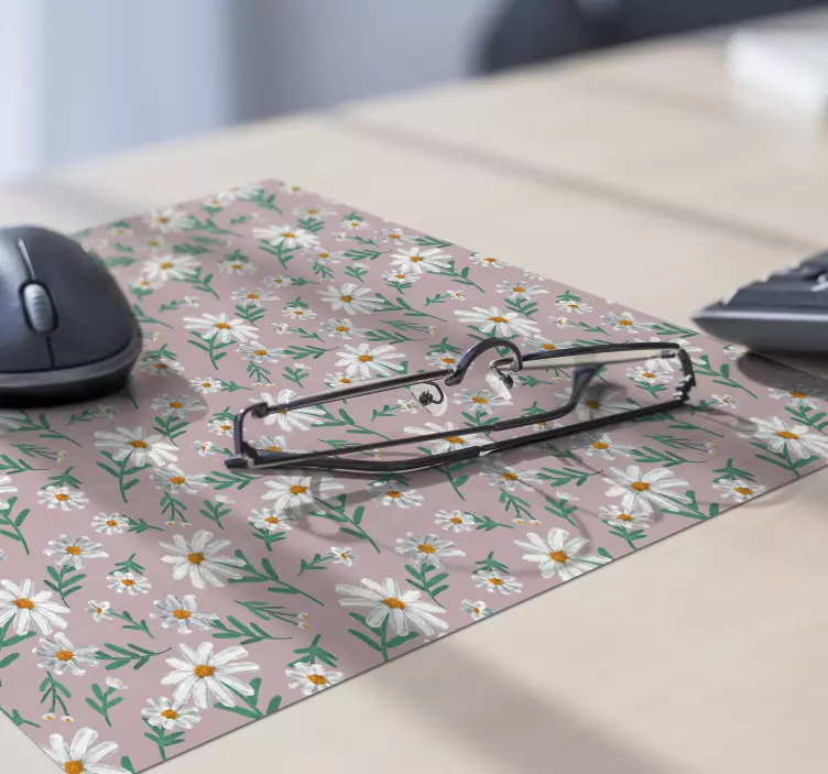 70'sデイジーフラワーピンクフローラルマウスパッド - TENSTICKERS