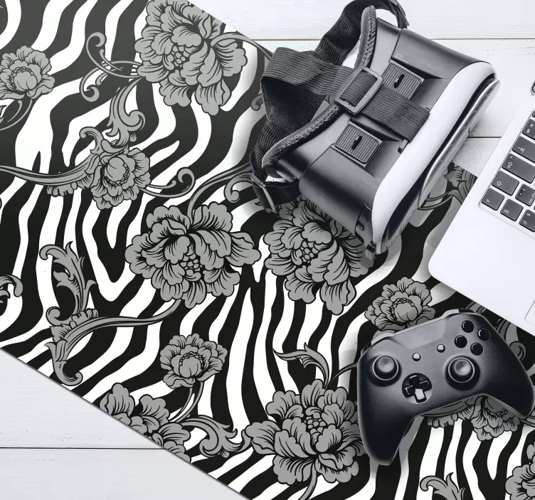 フローラルゼブラプリントマウスパッド - TENSTICKERS