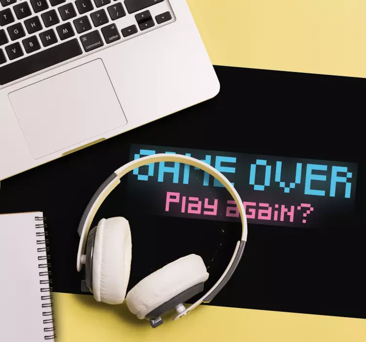 ゲームオーバープレイもう一度グラフィックゲーム用マウスパッド - TENSTICKERS