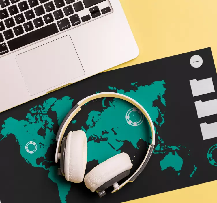 フォルダーゲーミングマウスパッド付きの緑の世界地図 - TENSTICKERS