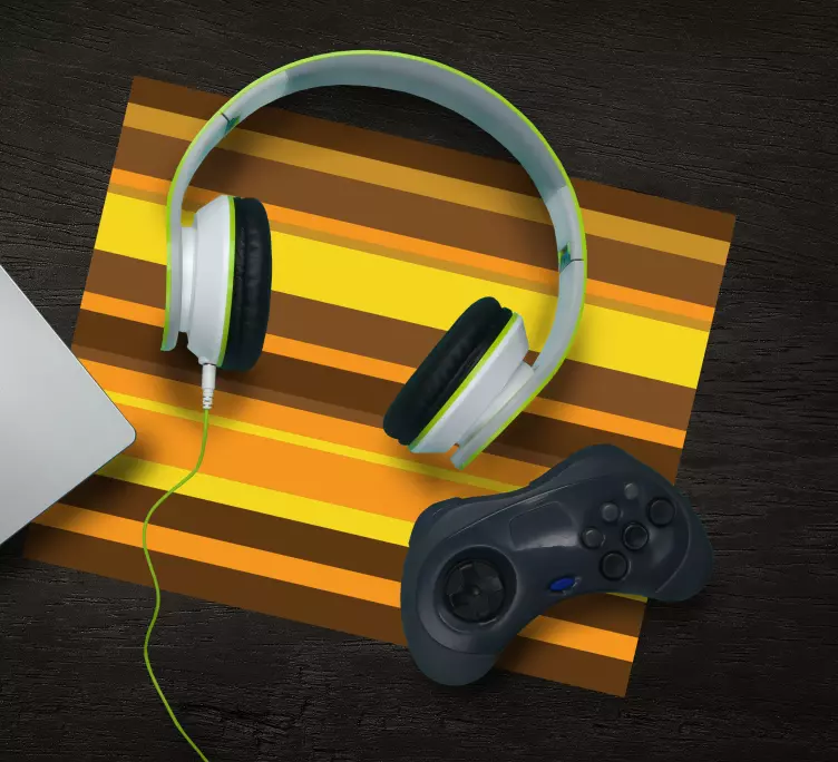 オレンジ 70年代 ストライプ柄 マウスパッド柄 - TENSTICKERS