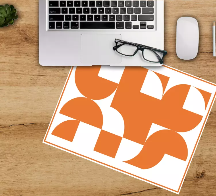 オレンジ色の円の幾何学的なアートパターンのマウスパッド - TENSTICKERS