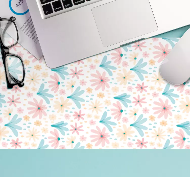 パステルカラーの花柄オリジナルマウスパッド - TENSTICKERS
