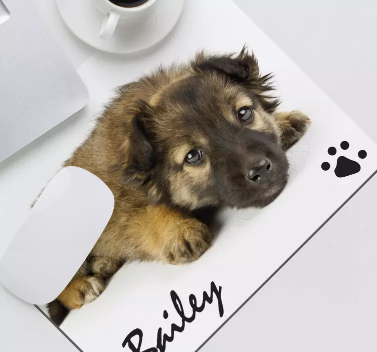 パーソナライズされた犬の写真と名前のマウスマット - TENSTICKERS