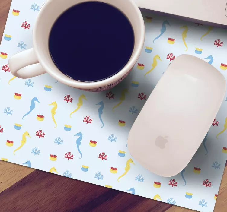 タツノオトシゴとサンゴの海の生物のマウスパッド - TENSTICKERS