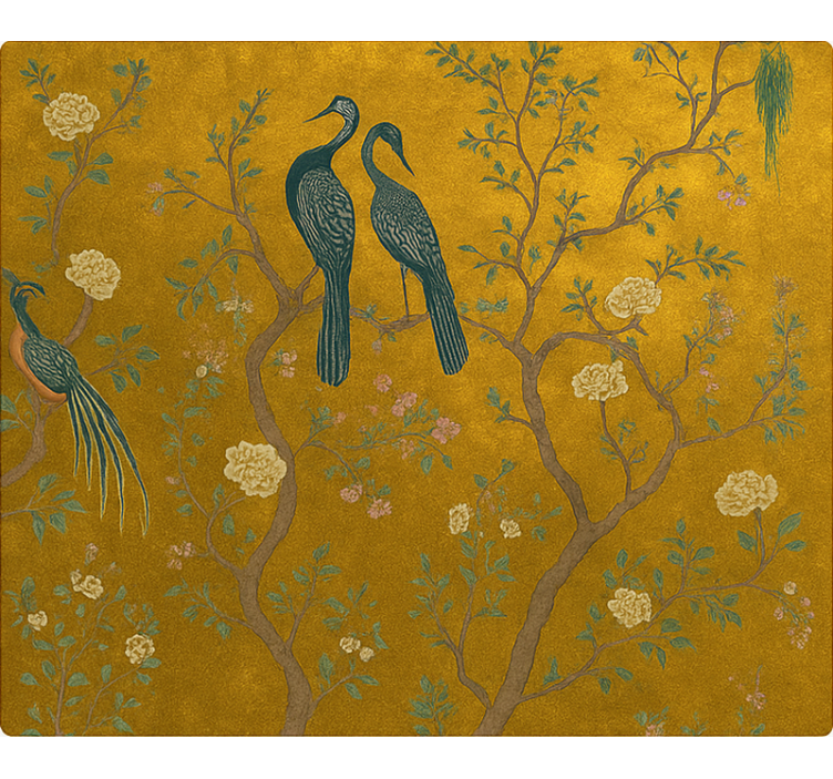 リビング カーテン ブラインド 華やかな金色のシノワズリ - TENSTICKERS